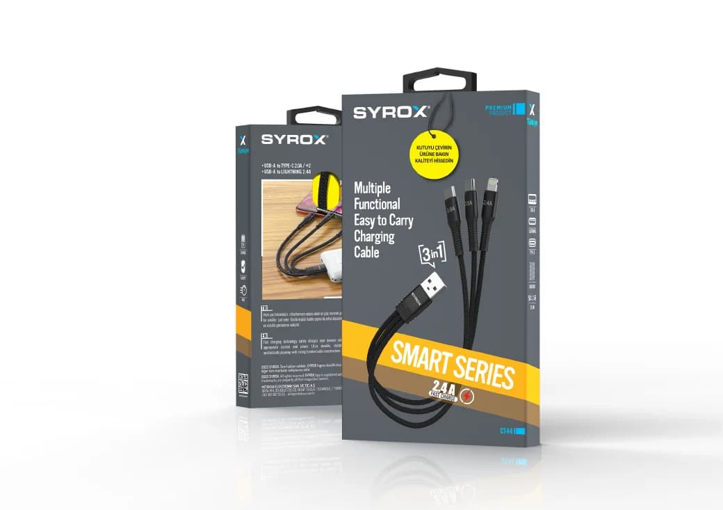 SYROX Multi Fonksiyon Şarj Kablosu 3in1